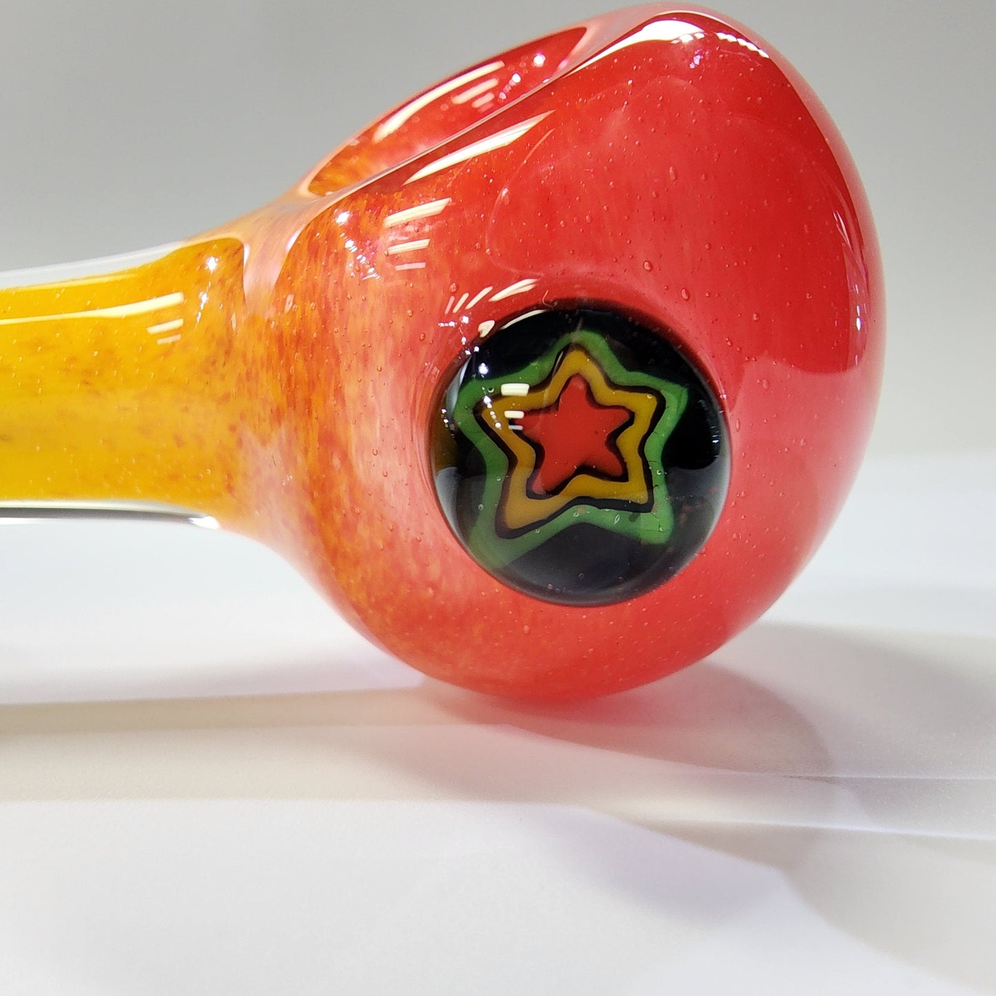 Matty White Glass Spoon Rasta Frit - 3A Hand Pipe Headies Hideout