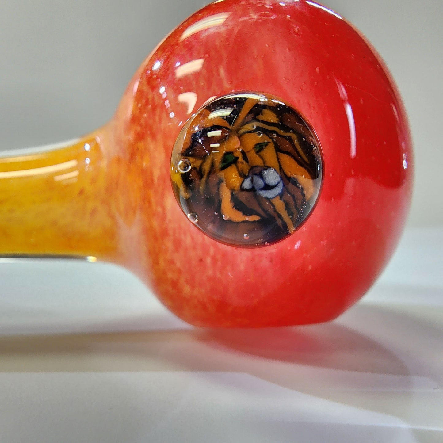 Matty White Glass Spoon Rasta Frit - 8A Hand Pipe Headies Hideout