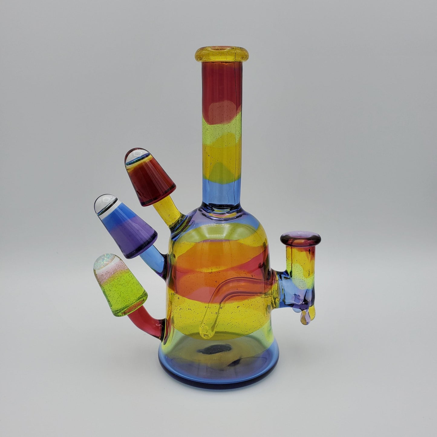 JustDewit Glass Shredder - Rainbow with 3 Opals Headie Glass Headies Hideout