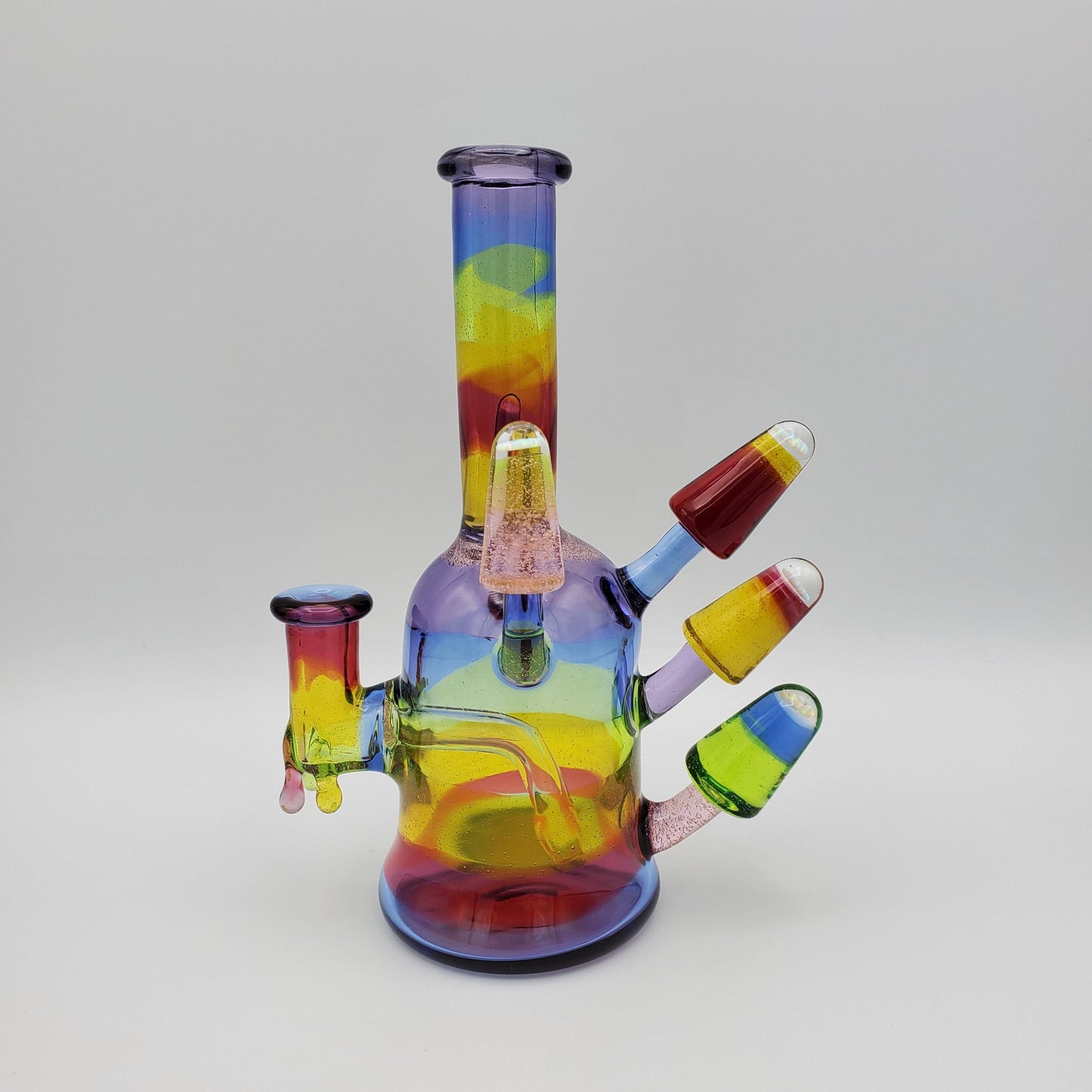 JustDewit Glass Shredder - Rainbow with 5 Opals Headie Glass Headies Hideout