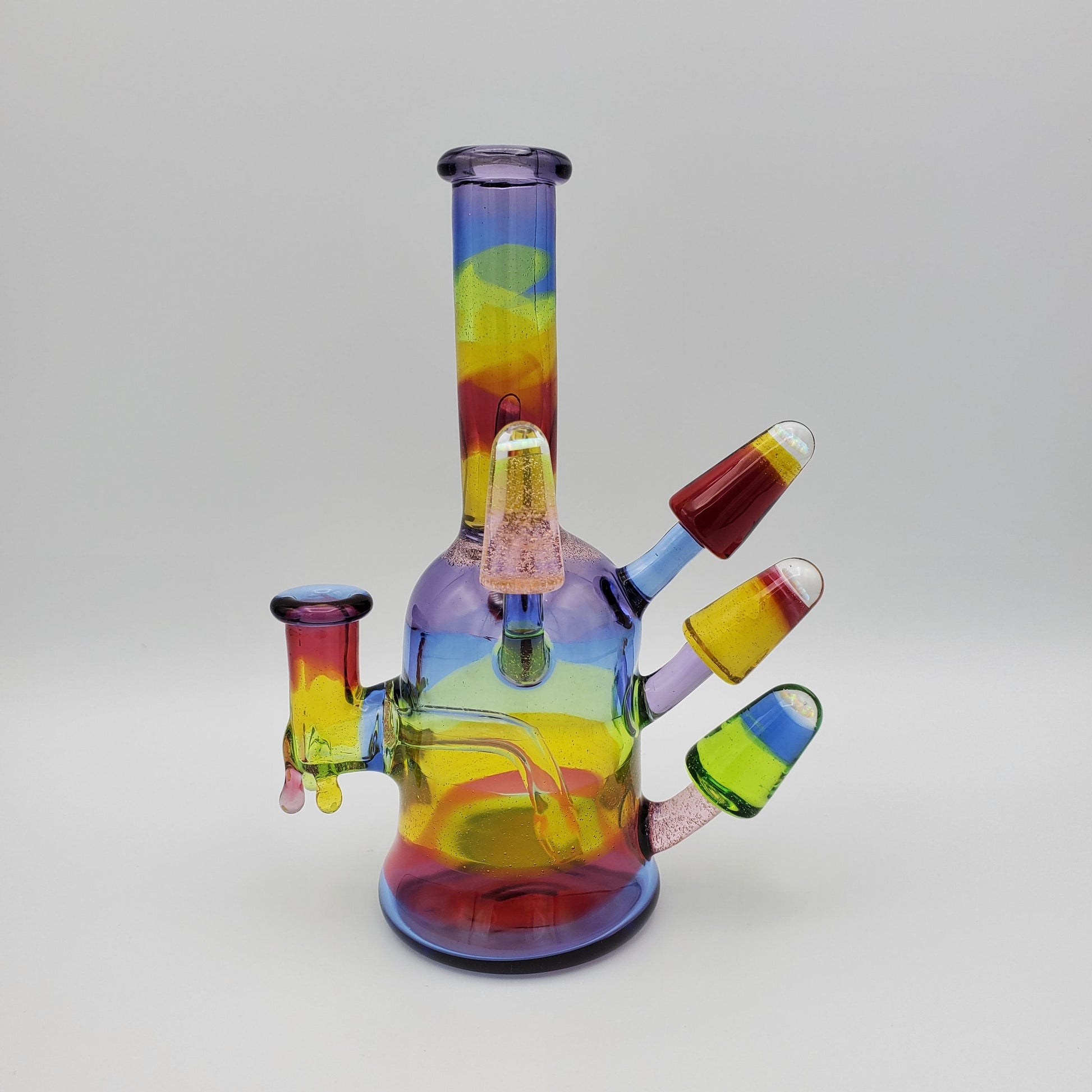 JustDewit Glass Shredder - Rainbow with 5 Opals Headie Glass Headies Hideout