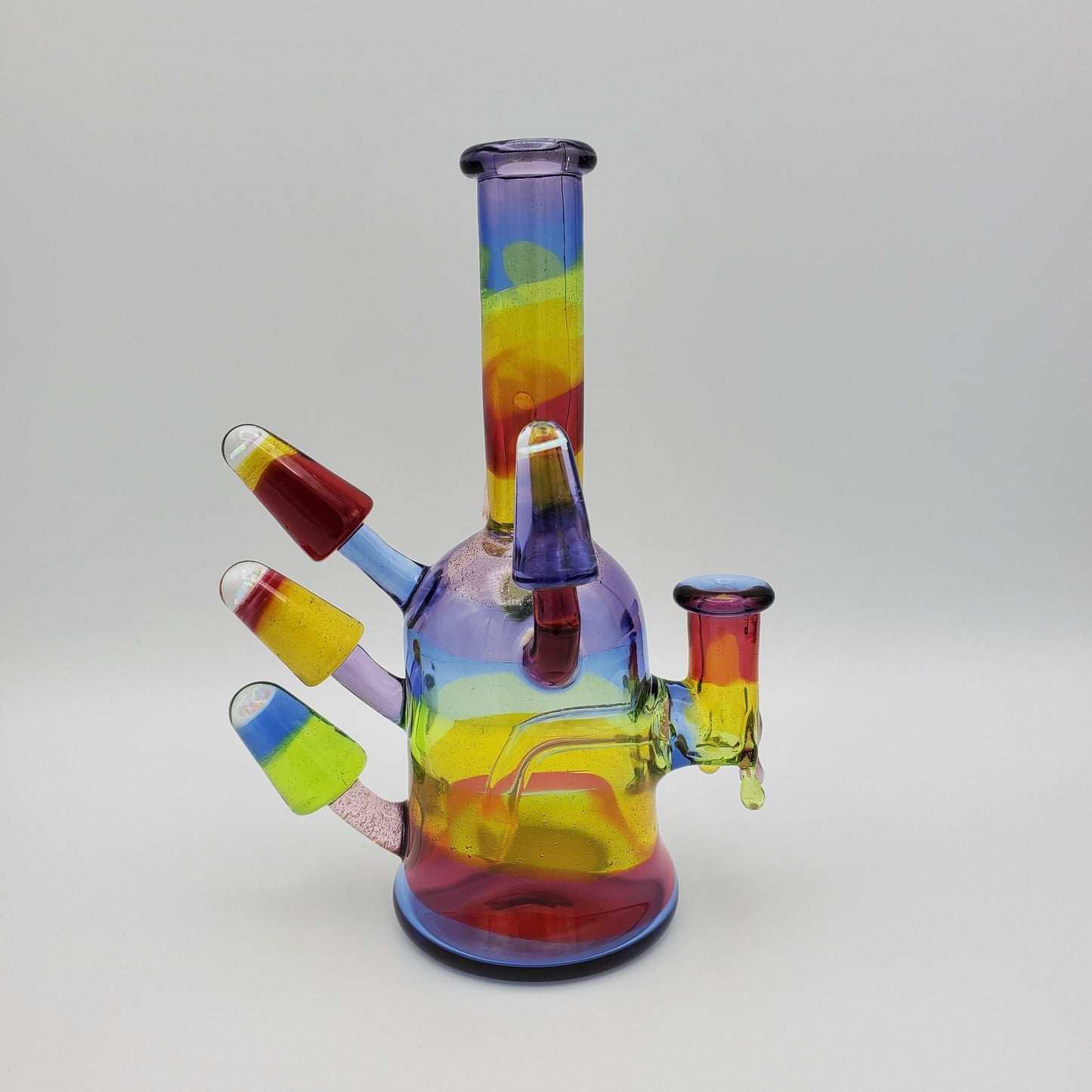 JustDewit Glass Shredder - Rainbow with 5 Opals Headie Glass Headies Hideout