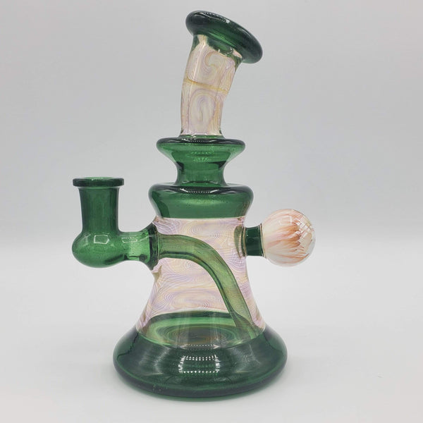 Big E Glass Banger Hanger - Green Stardust and Fume Linework Headie Glass Headies Hideout
