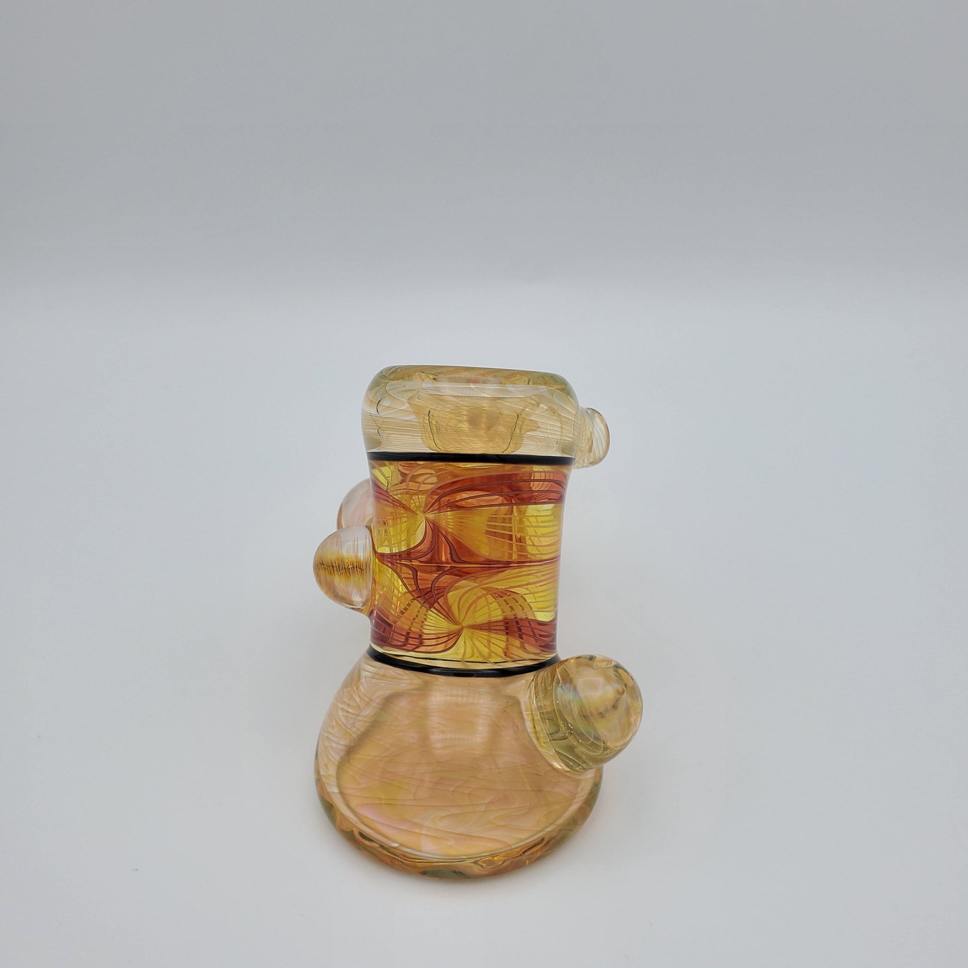 Crux Glass Hammer - Fume with Red Yellow Linework Hand Pipe Headies Hideout