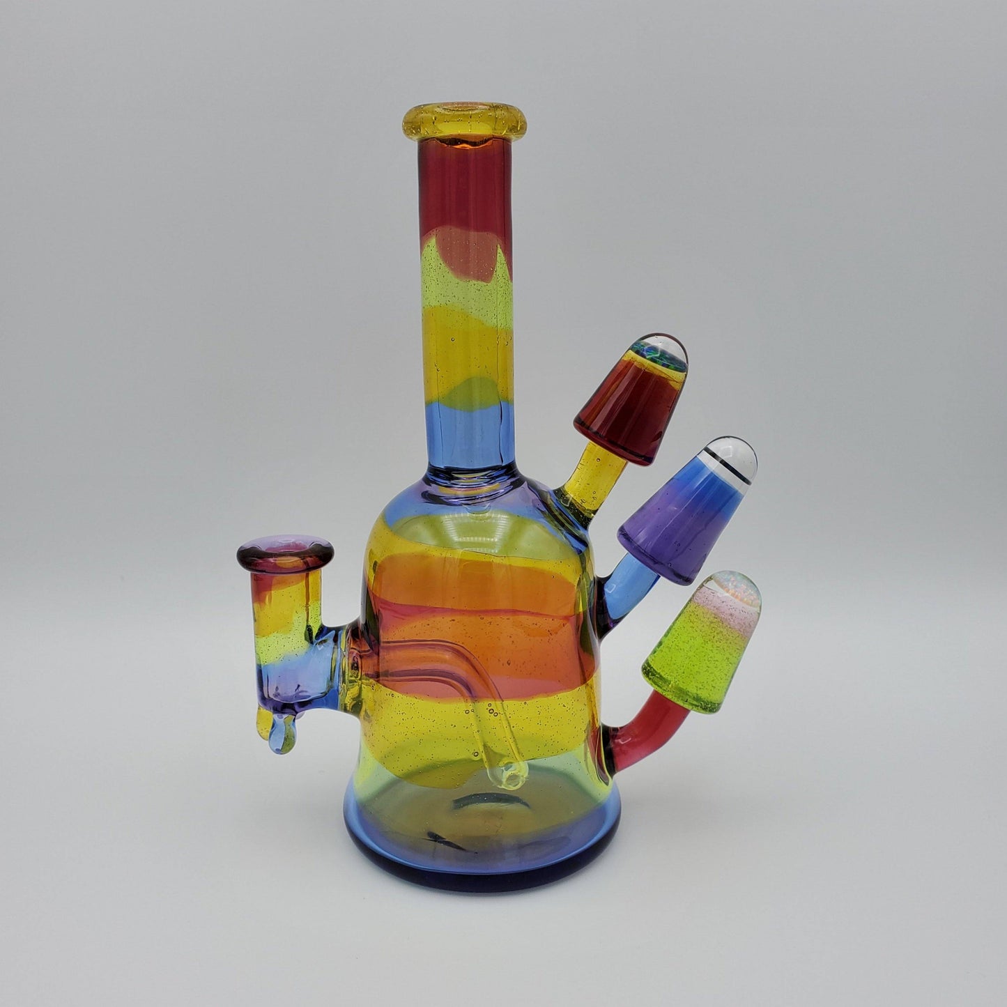 JustDewit Glass Shredder - Rainbow with 3 Opals Headie Glass Headies Hideout