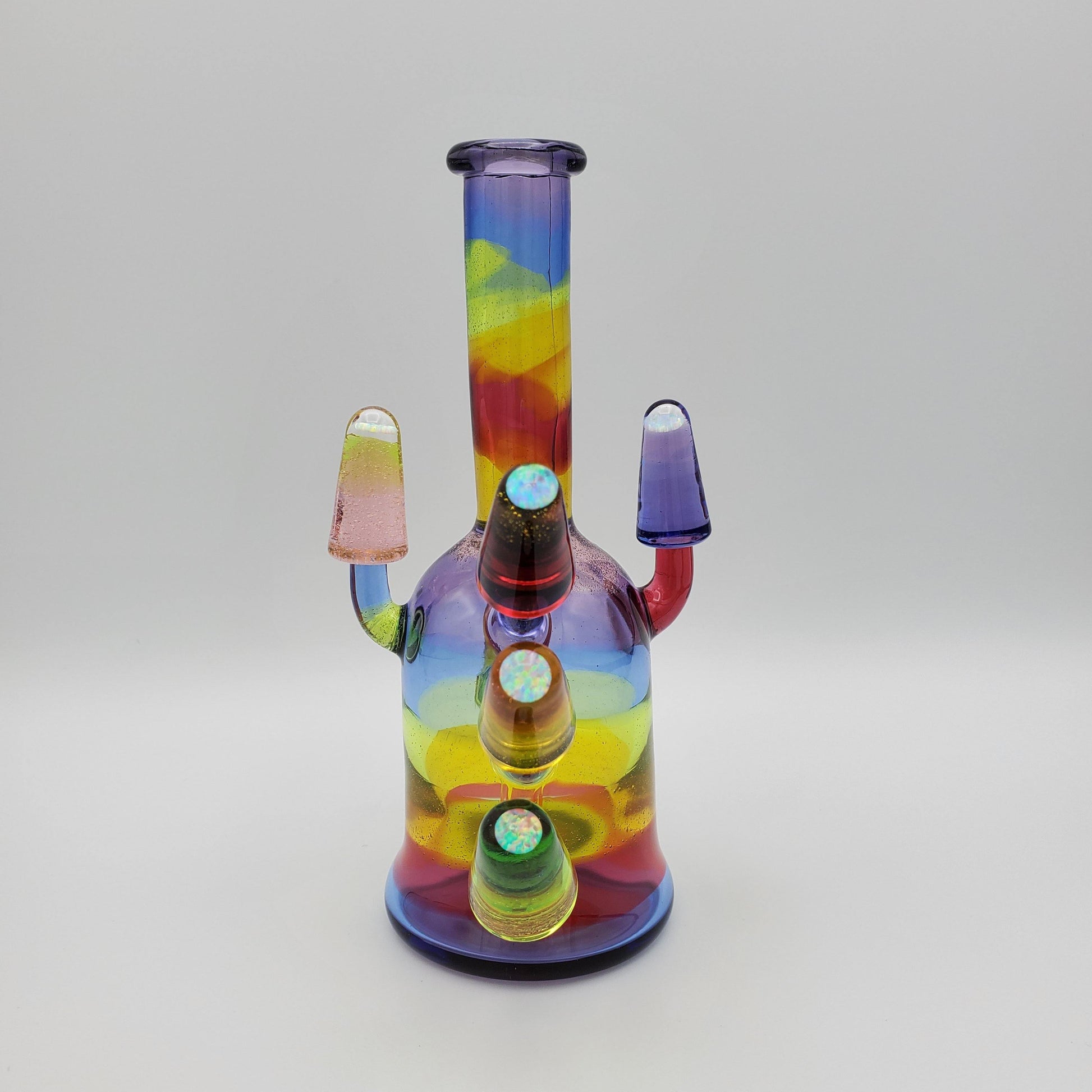 JustDewit Glass Shredder - Rainbow with 5 Opals Headie Glass Headies Hideout
