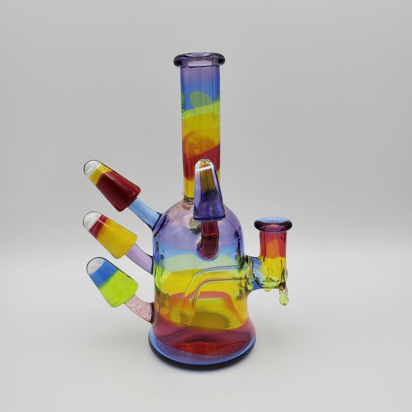 JustDewit Glass Shredder - Rainbow with 5 Opals Headie Glass Headies Hideout