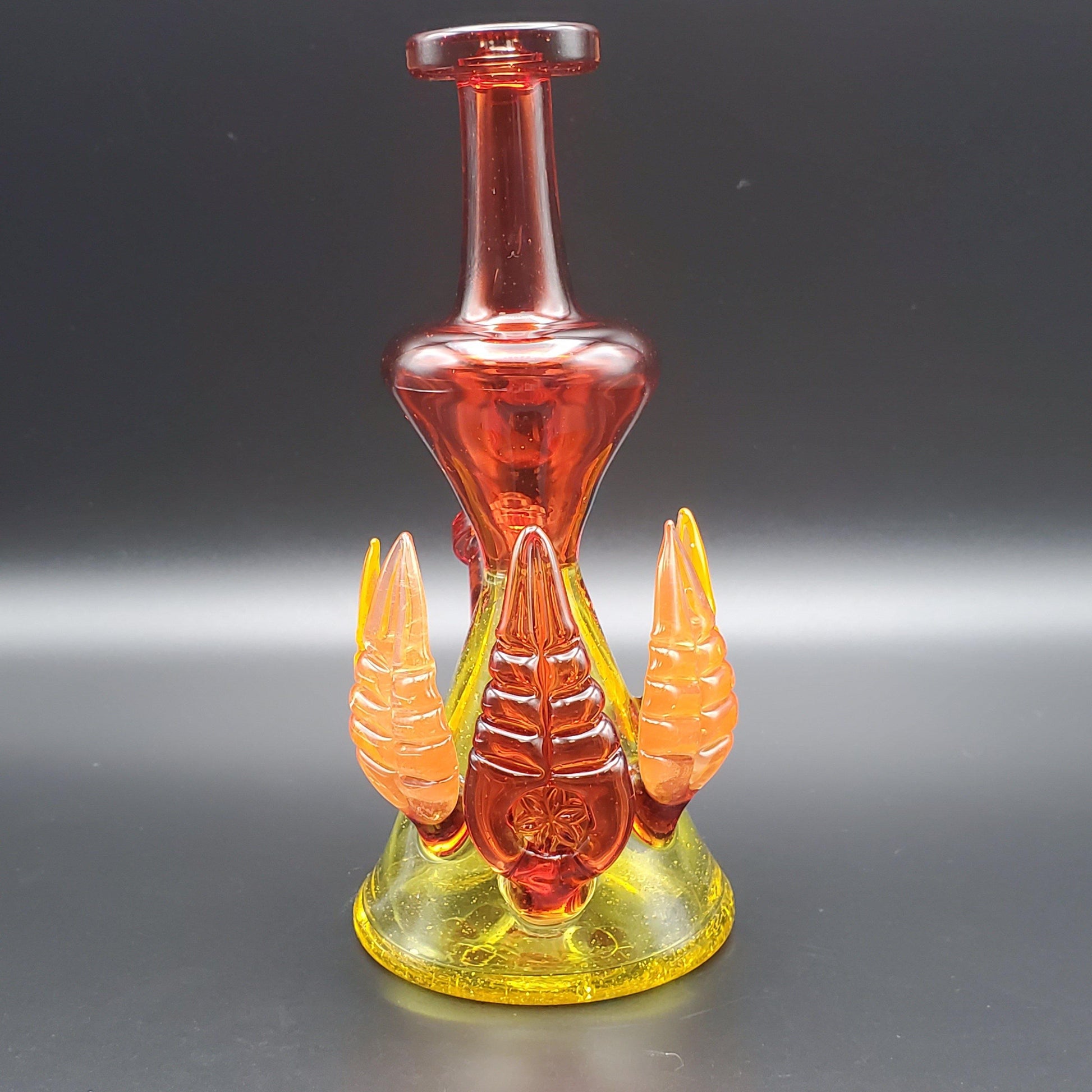 LayZ Glass Hourglass Mini Tube With Leaves - Pomegranate with terps and Hot sauce with Orange Headie Glass Headies Hideout