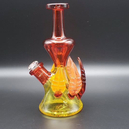LayZ Glass Hourglass Mini Tube With Leaves - Pomegranate with terps and Hot sauce with Orange Headie Glass Headies Hideout