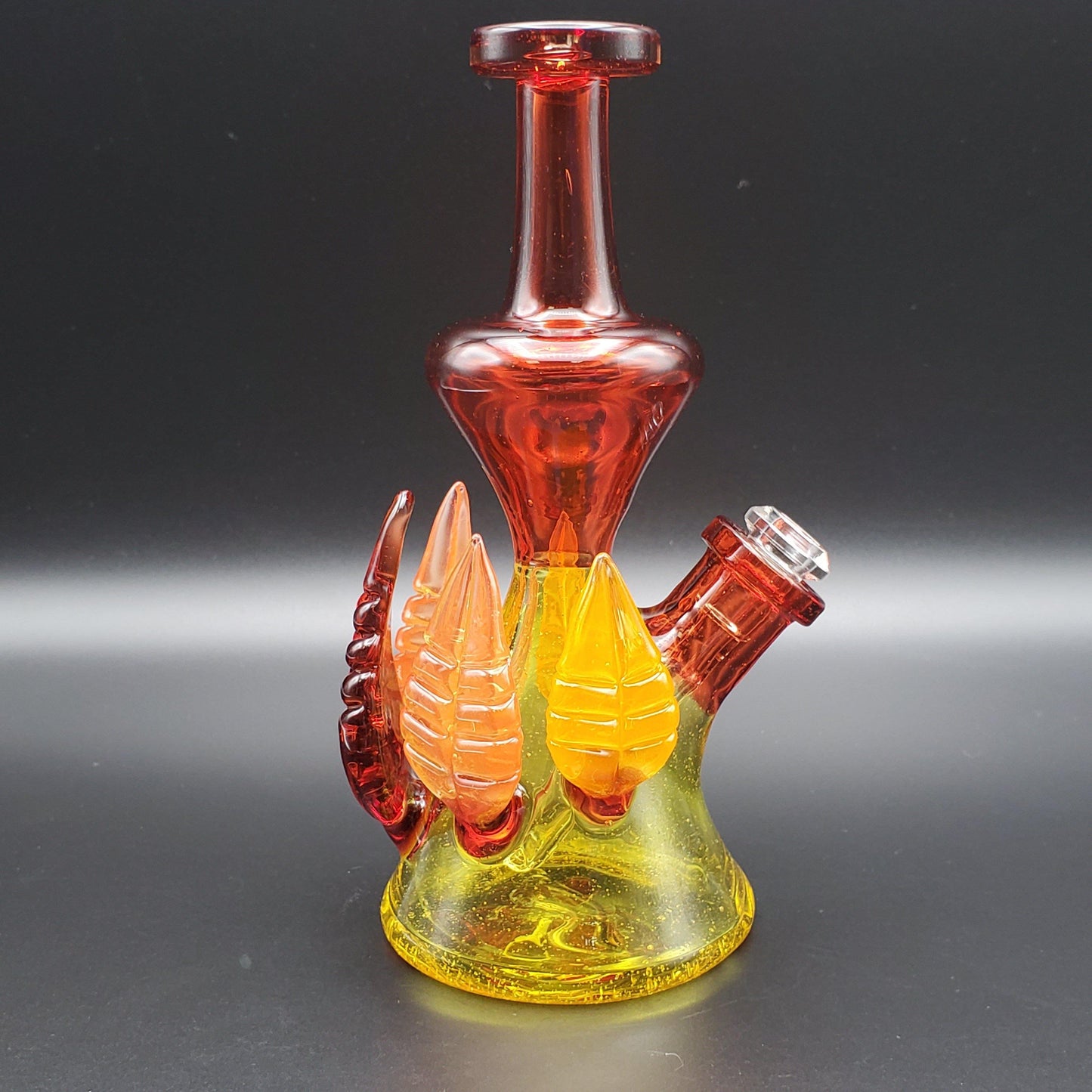 LayZ Glass Hourglass Mini Tube With Leaves - Pomegranate with terps and Hot sauce with Orange Headie Glass Headies Hideout