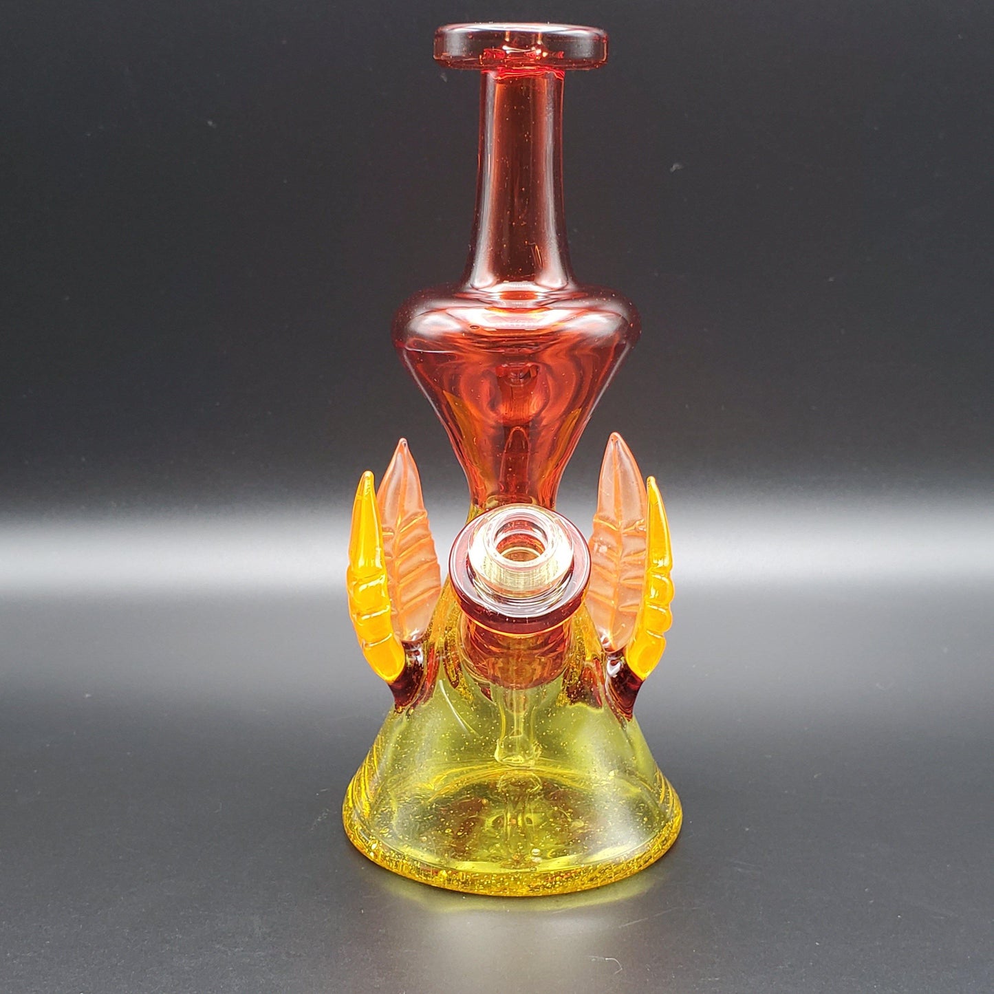 LayZ Glass Hourglass Mini Tube With Leaves - Pomegranate with terps and Hot sauce with Orange Headie Glass Headies Hideout