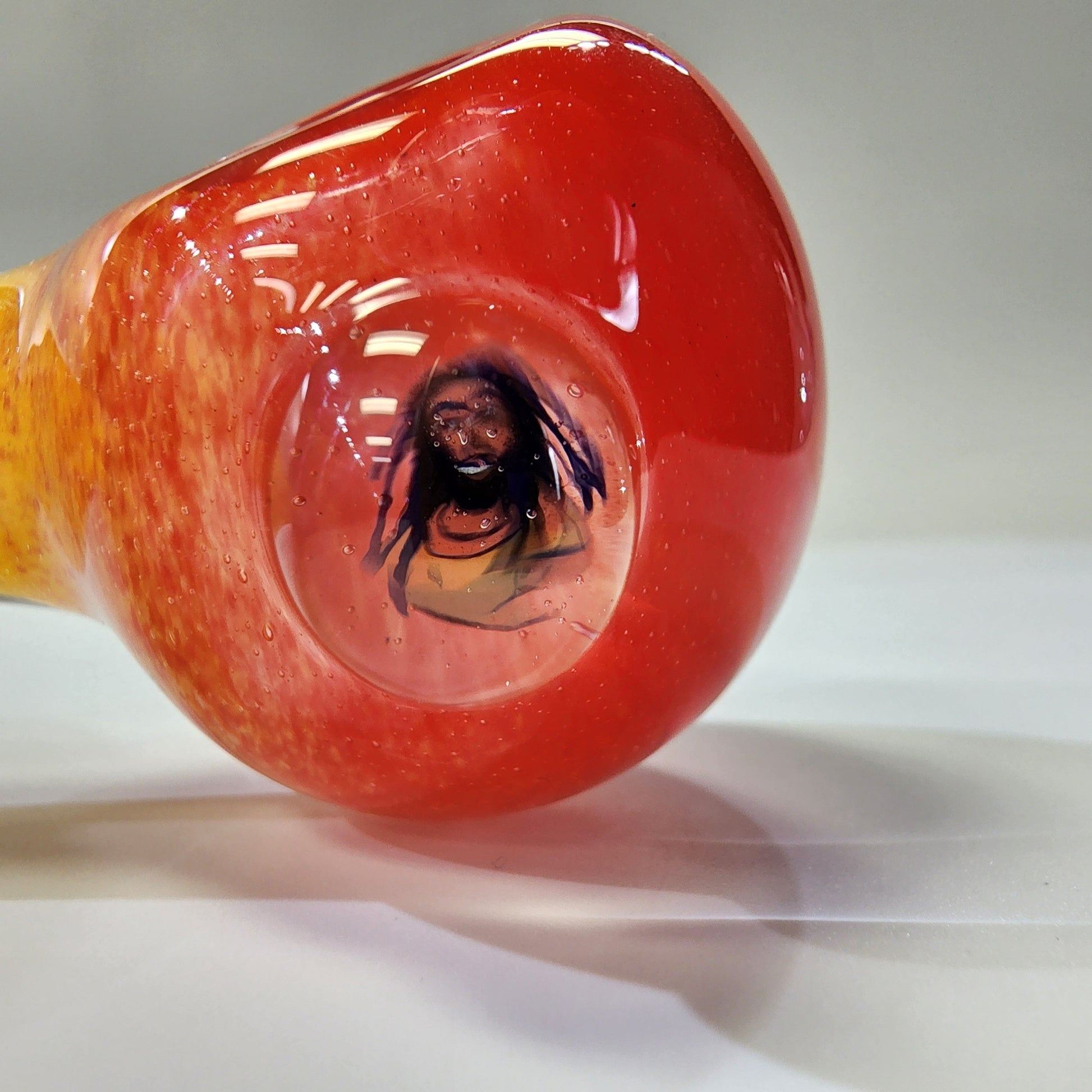 Matty White Glass Spoon Rasta Frit - 11A Hand Pipe Headies Hideout
