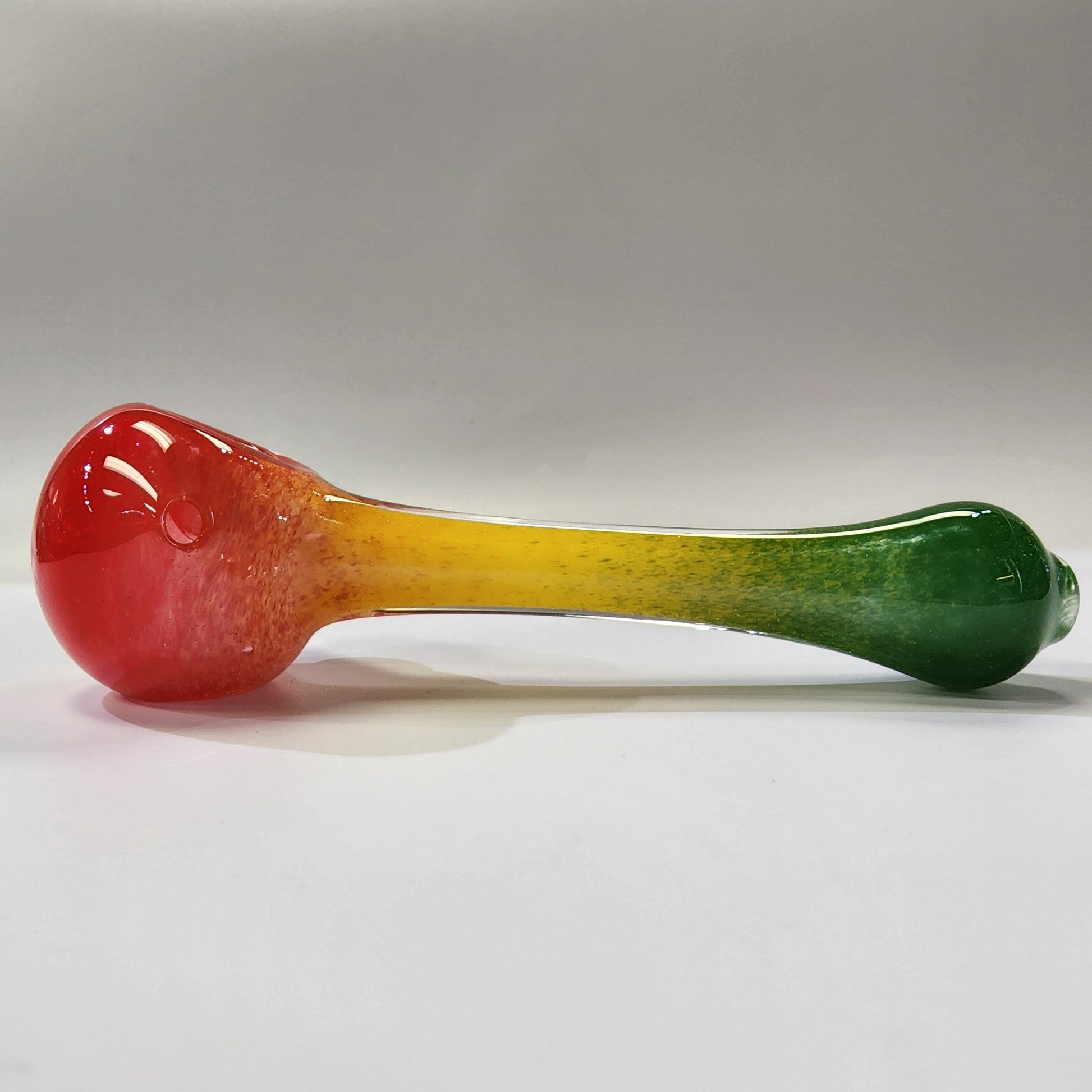Matty White Glass Spoon Rasta Frit - 11A Hand Pipe Headies Hideout