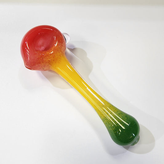 Matty White Glass Spoon Rasta Frit - 12A Hand Pipe Headies Hideout