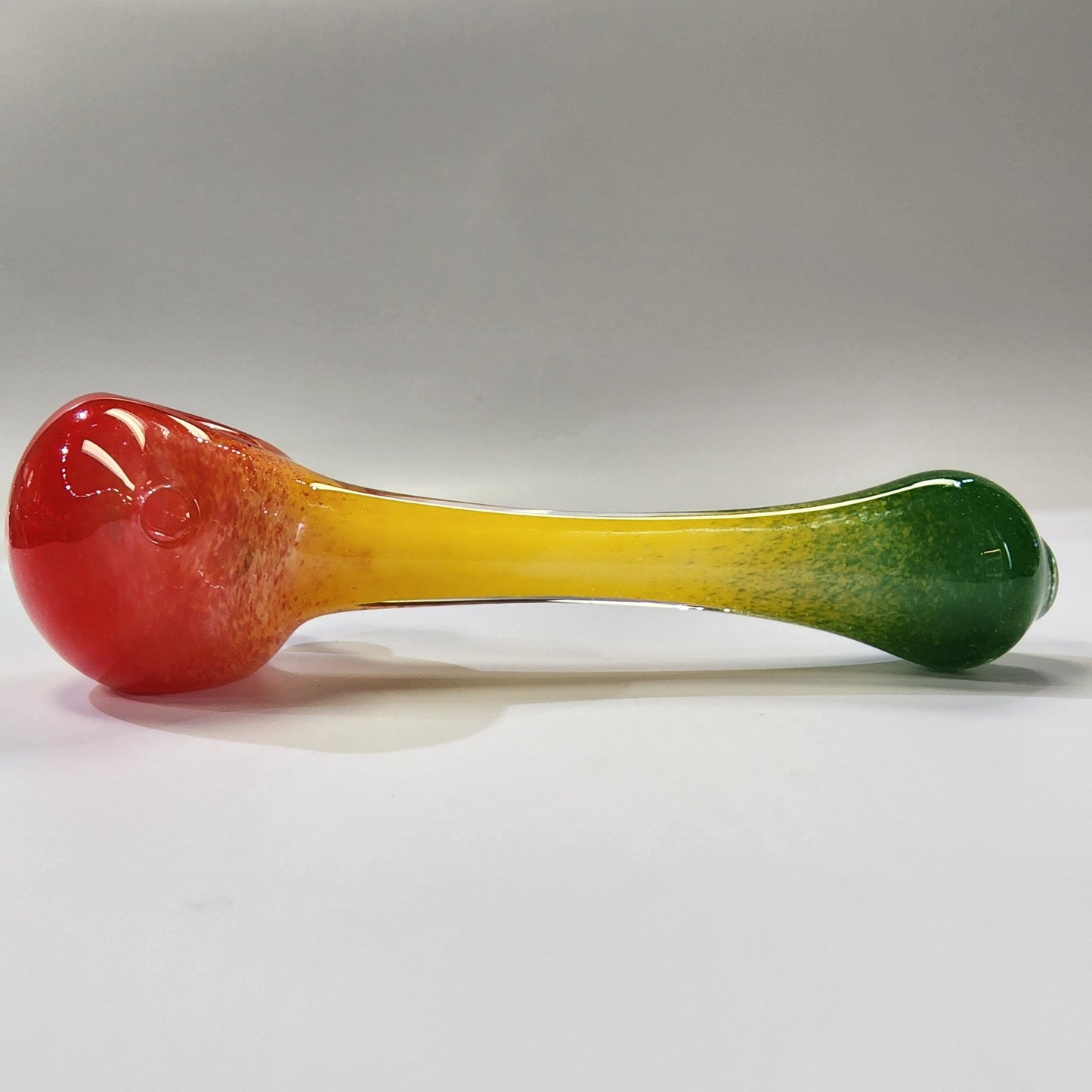Matty White Glass Spoon Rasta Frit - 12A Hand Pipe Headies Hideout