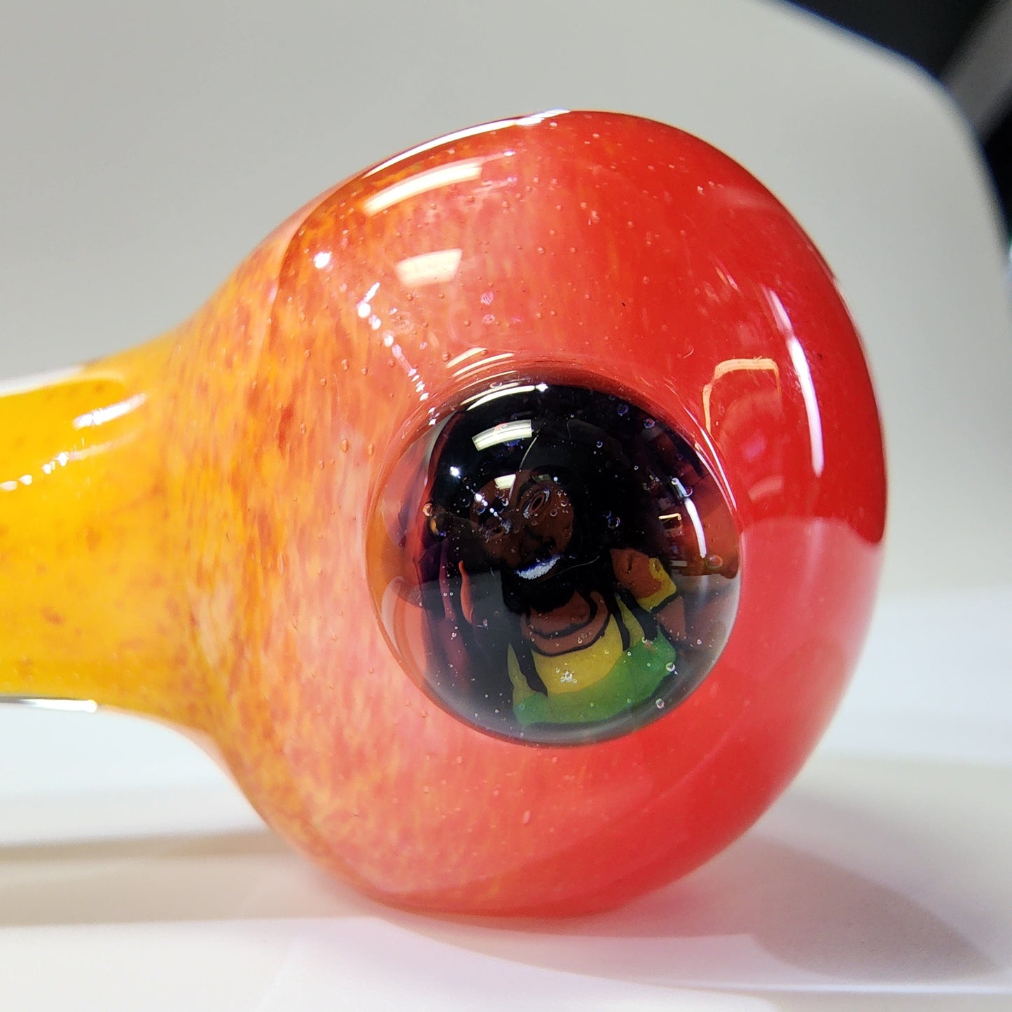 Matty White Glass Spoon Rasta Frit - 12A Hand Pipe Headies Hideout