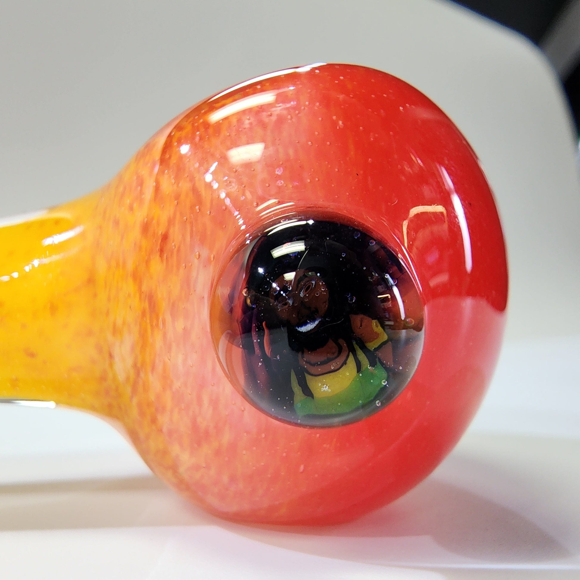 Matty White Glass Spoon Rasta Frit - 12A Hand Pipe Headies Hideout