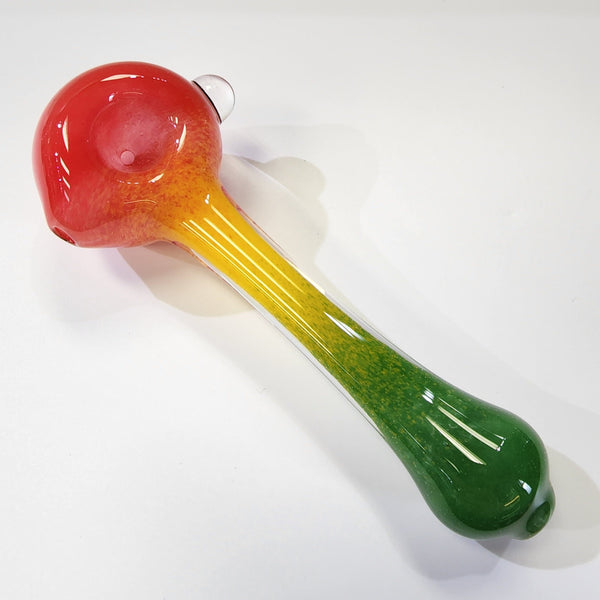 Matty White Glass Spoon Rasta Frit - 3A Hand Pipe Headies Hideout