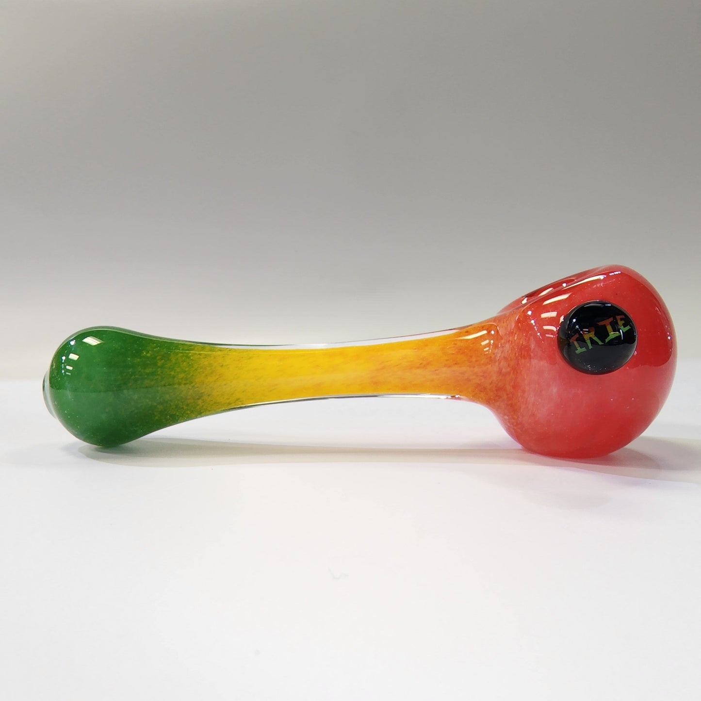 Matty White Glass Spoon Rasta Frit - 4A Hand Pipe Headies Hideout