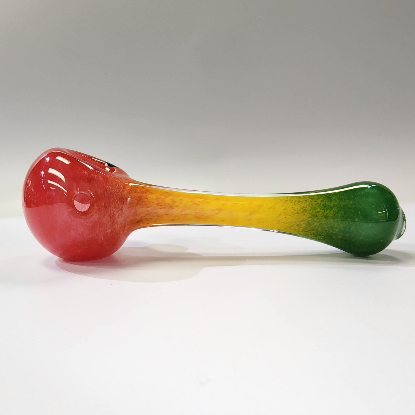 Matty White Glass Spoon Rasta Frit - 4A Hand Pipe Headies Hideout