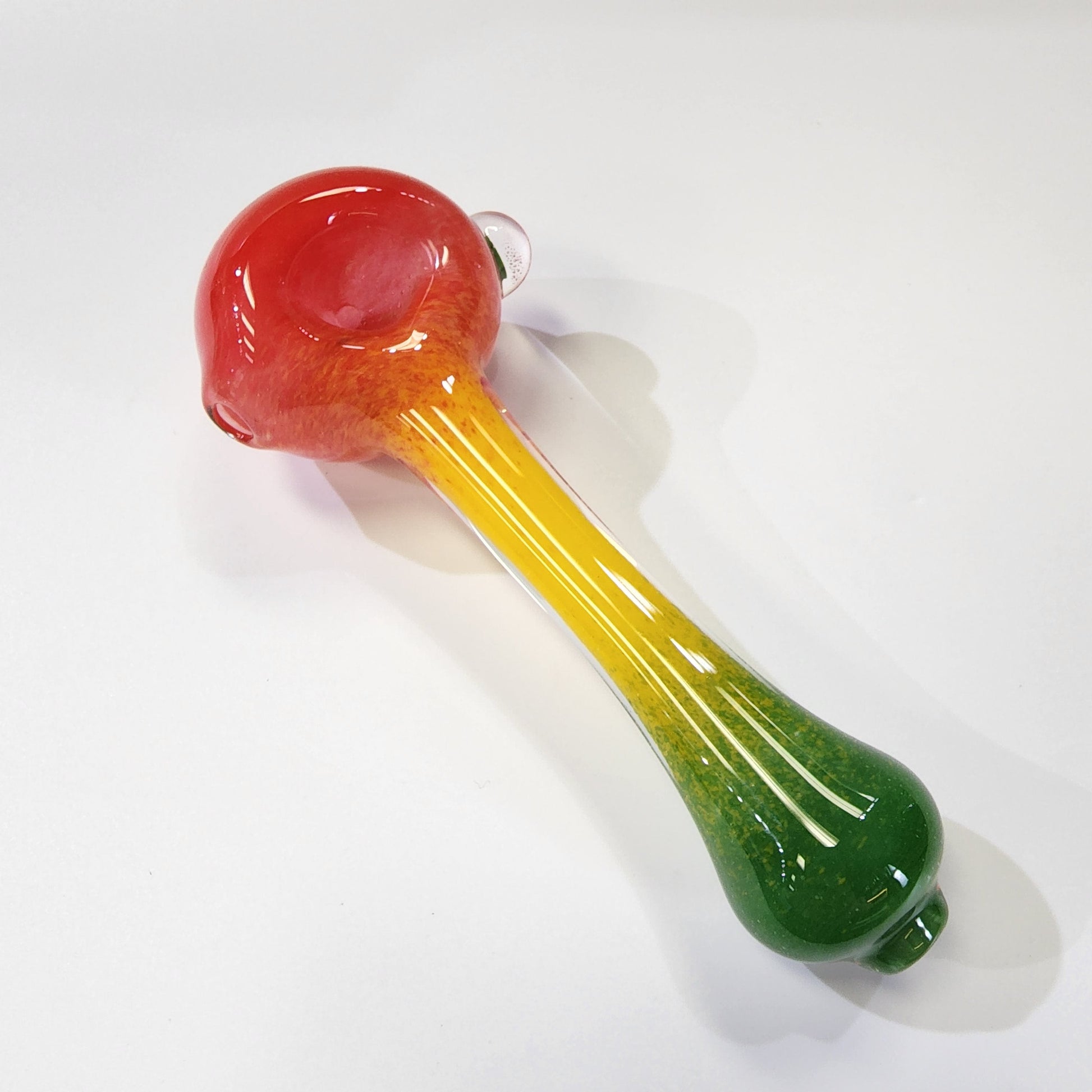 Matty White Glass Spoon Rasta Frit - 5A Hand Pipe Headies Hideout