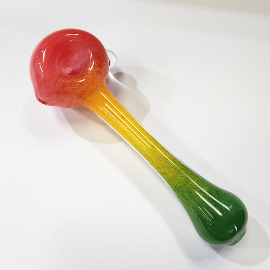 Matty White Glass Spoon Rasta Frit - 8A Hand Pipe Headies Hideout