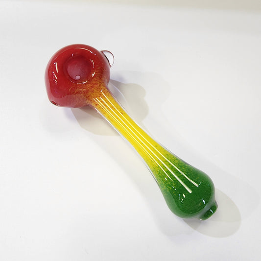 Matty White Glass Spoon Rasta Frit - 9A Hand Pipe Headies Hideout