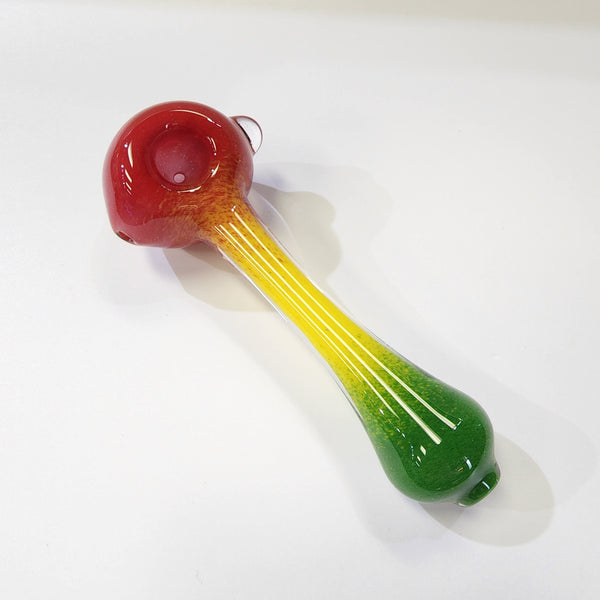 Matty White Glass Spoon Rasta Frit - 9A Hand Pipe Headies Hideout