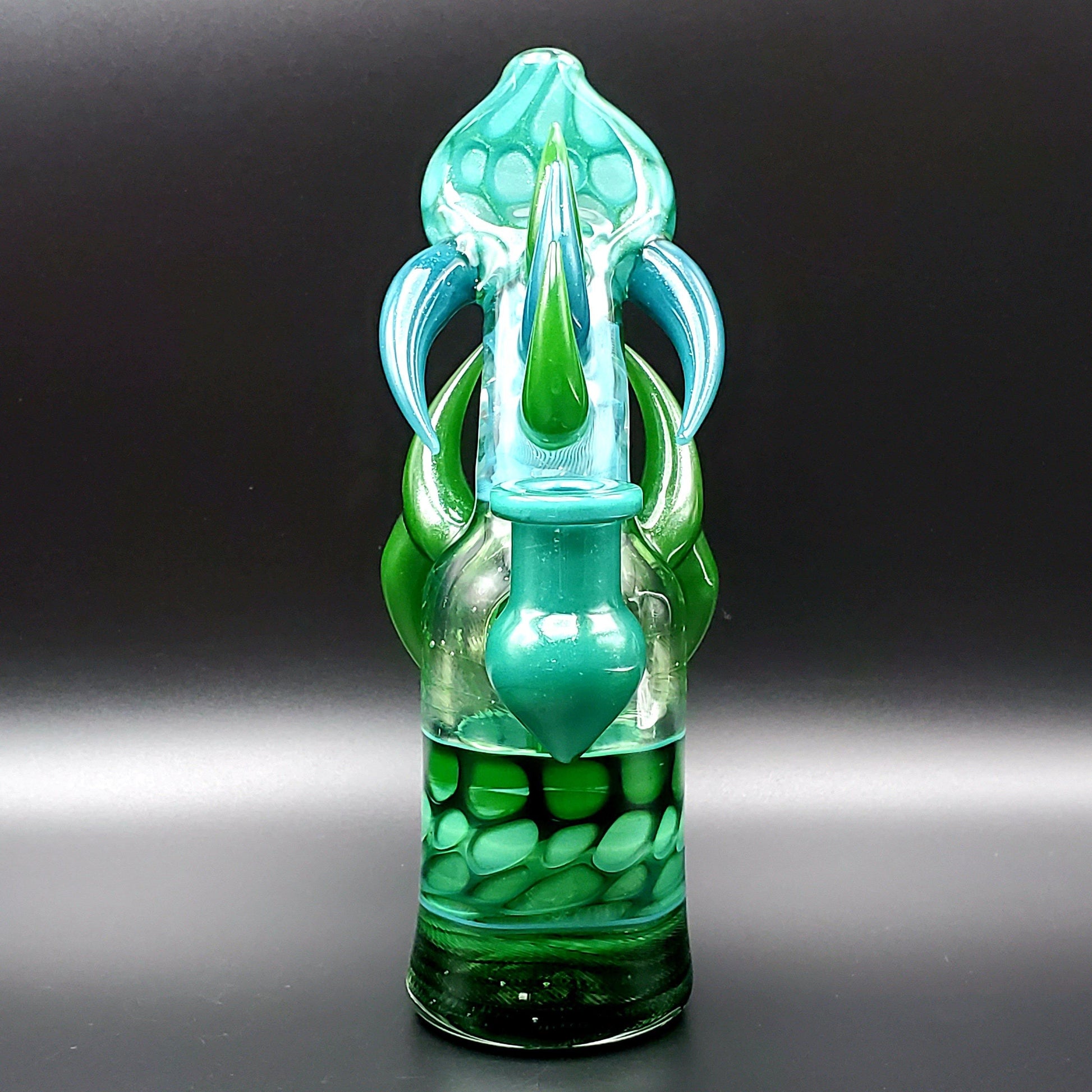 Redbone Glass Barrel Horncut Rig - Green Honeycomb Headie Glass Headies Hideout