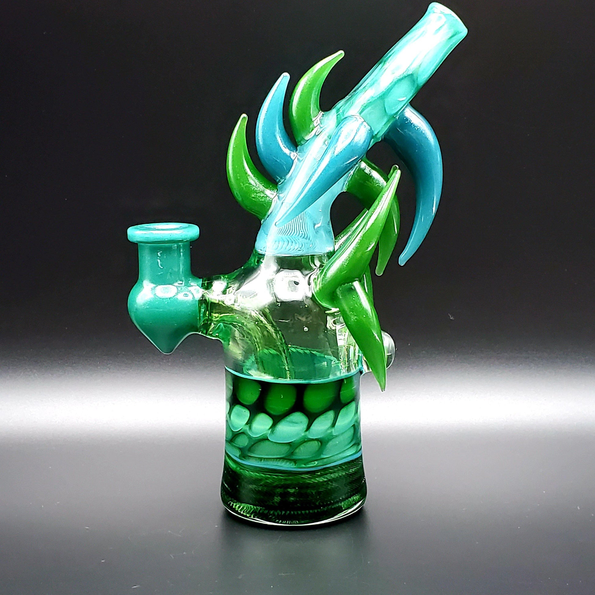 Redbone Glass Barrel Horncut Rig - Green Honeycomb Headie Glass Headies Hideout