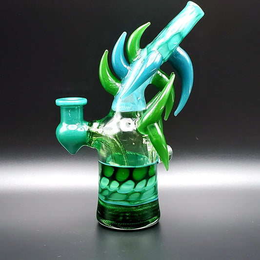 Redbone Glass Barrel Horncut Rig - Green Honeycomb Headie Glass Headies Hideout