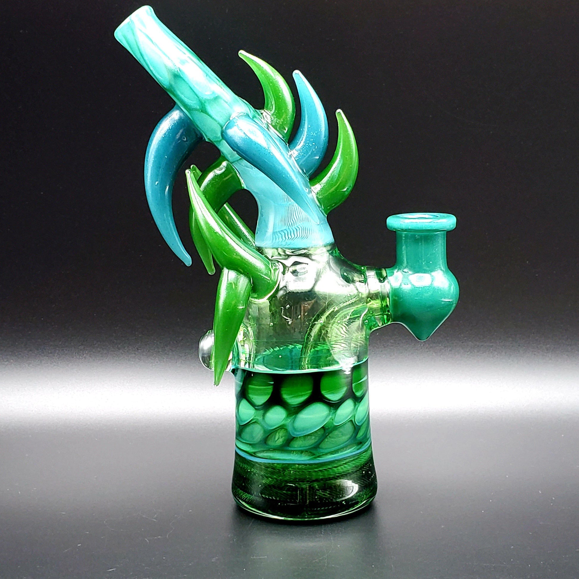 Redbone Glass Barrel Horncut Rig - Green Honeycomb Headie Glass Headies Hideout