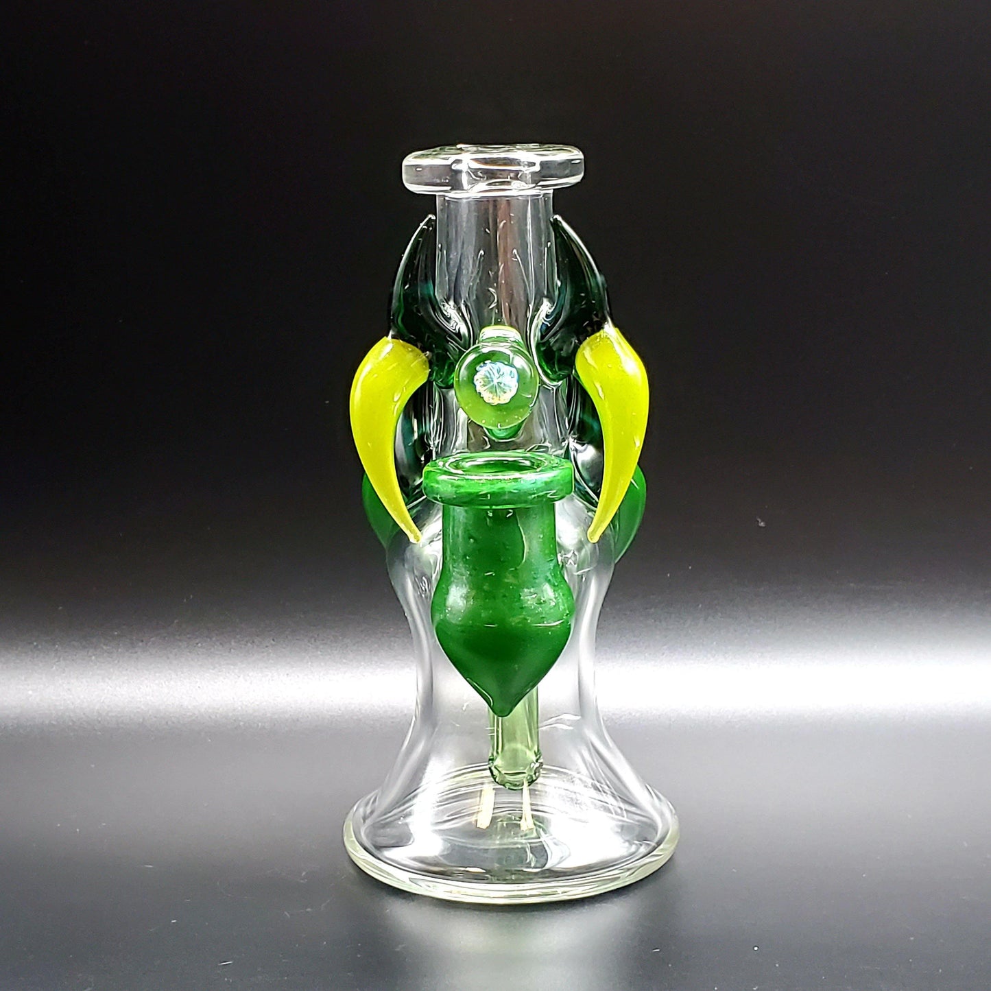 Redbone Glass Viking Rig - Clear and Green Stardust Headie Glass Headies Hideout