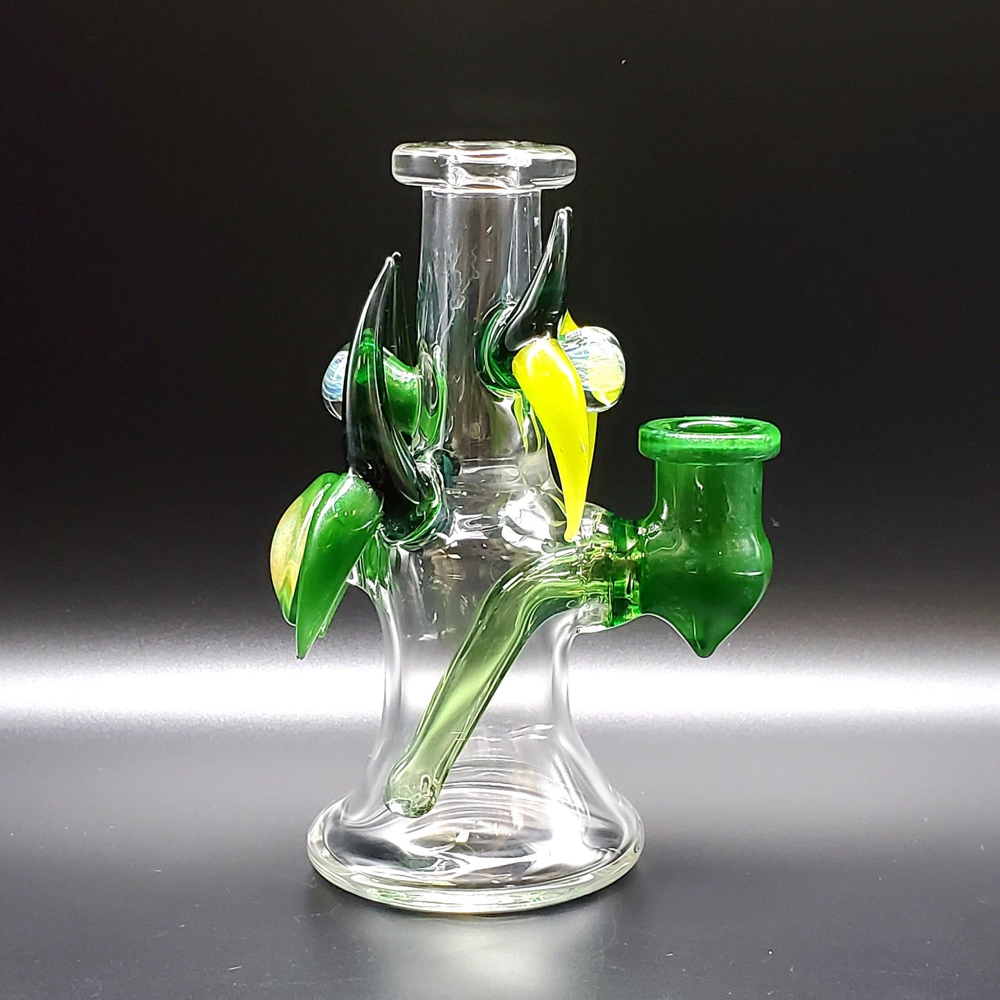 Redbone Glass Viking Rig - Clear and Green Stardust Headie Glass Headies Hideout
