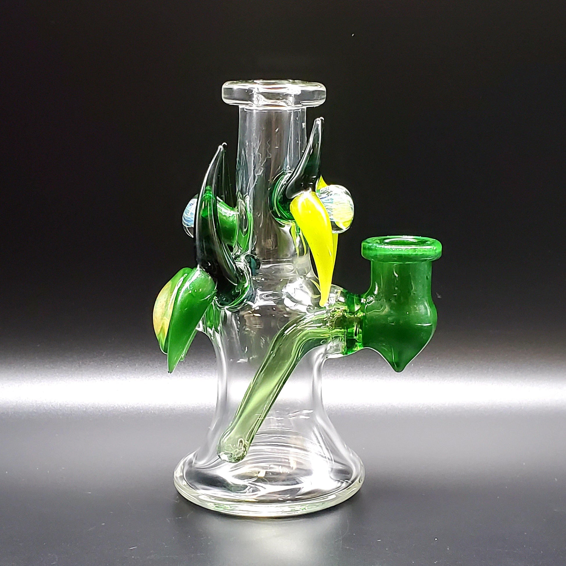 Redbone Glass Viking Rig - Clear and Green Stardust Headie Glass Headies Hideout
