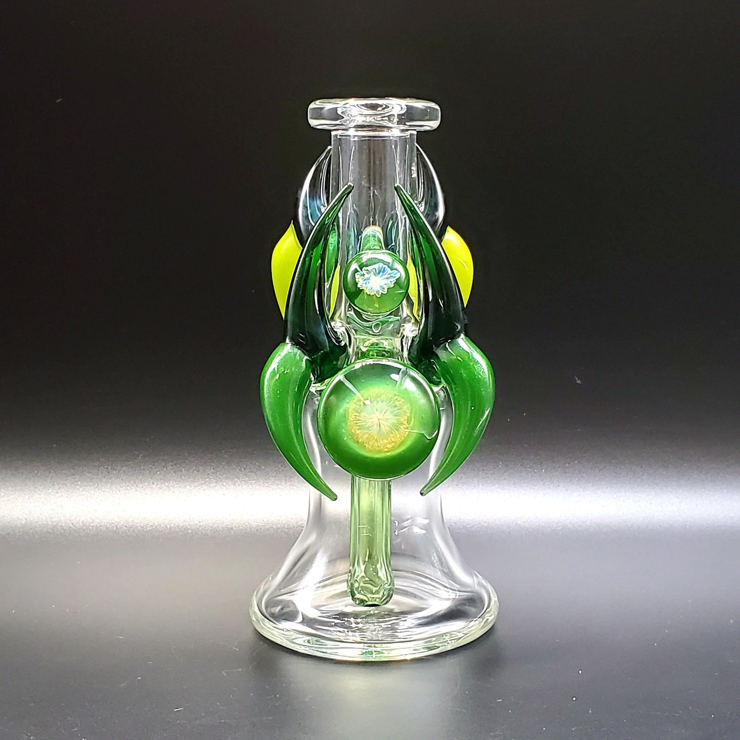 Redbone Glass Viking Rig - Clear and Green Stardust Headie Glass Headies Hideout