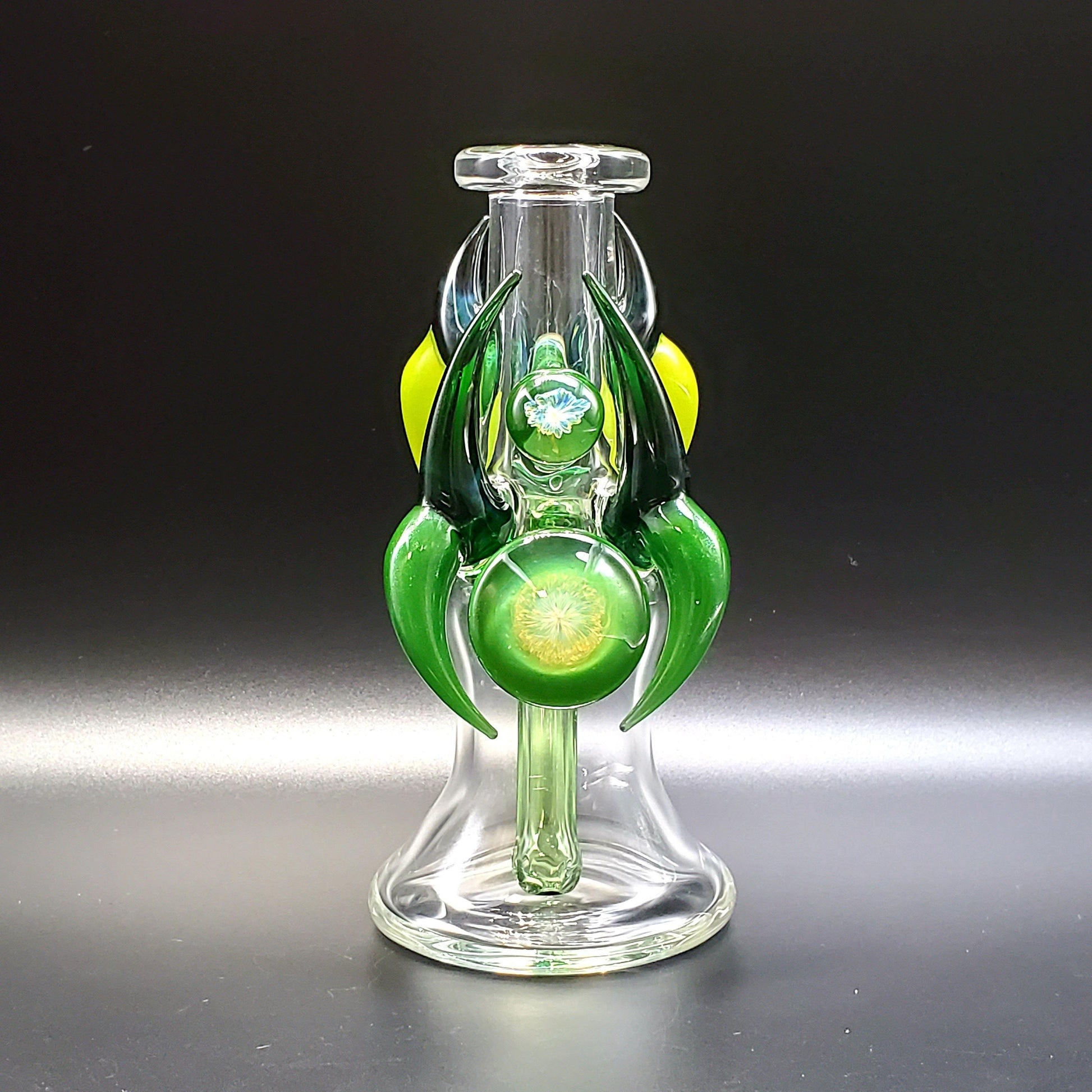 Redbone Glass Viking Rig - Clear and Green Stardust Headie Glass Headies Hideout
