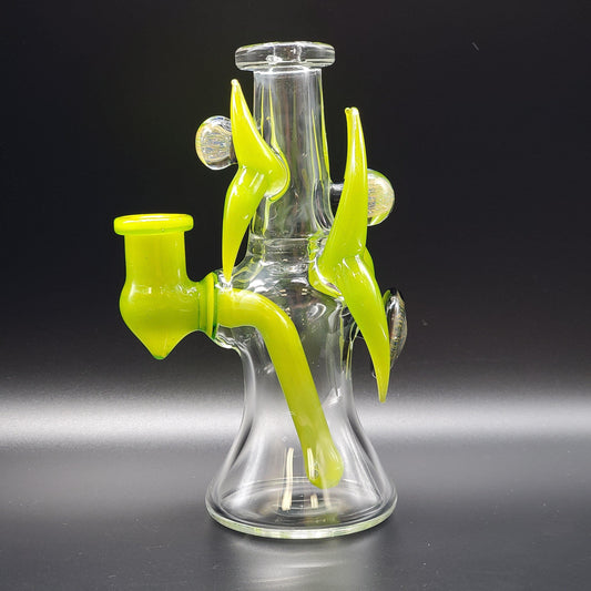 Redbone Glass Viking Rig - Clear and Lime Green Headie Glass Headies Hideout
