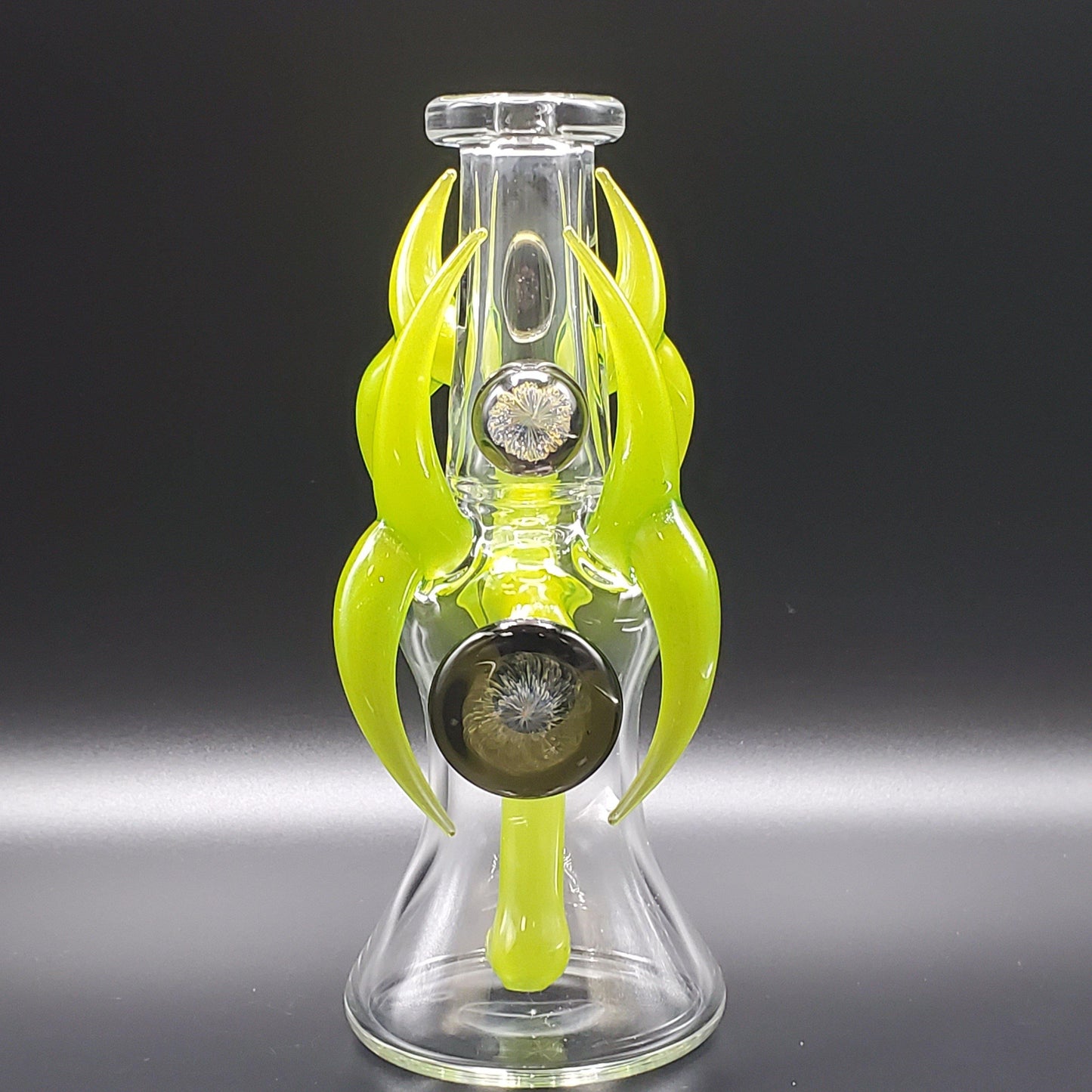 Redbone Glass Viking Rig - Clear and Lime Green Headie Glass Headies Hideout