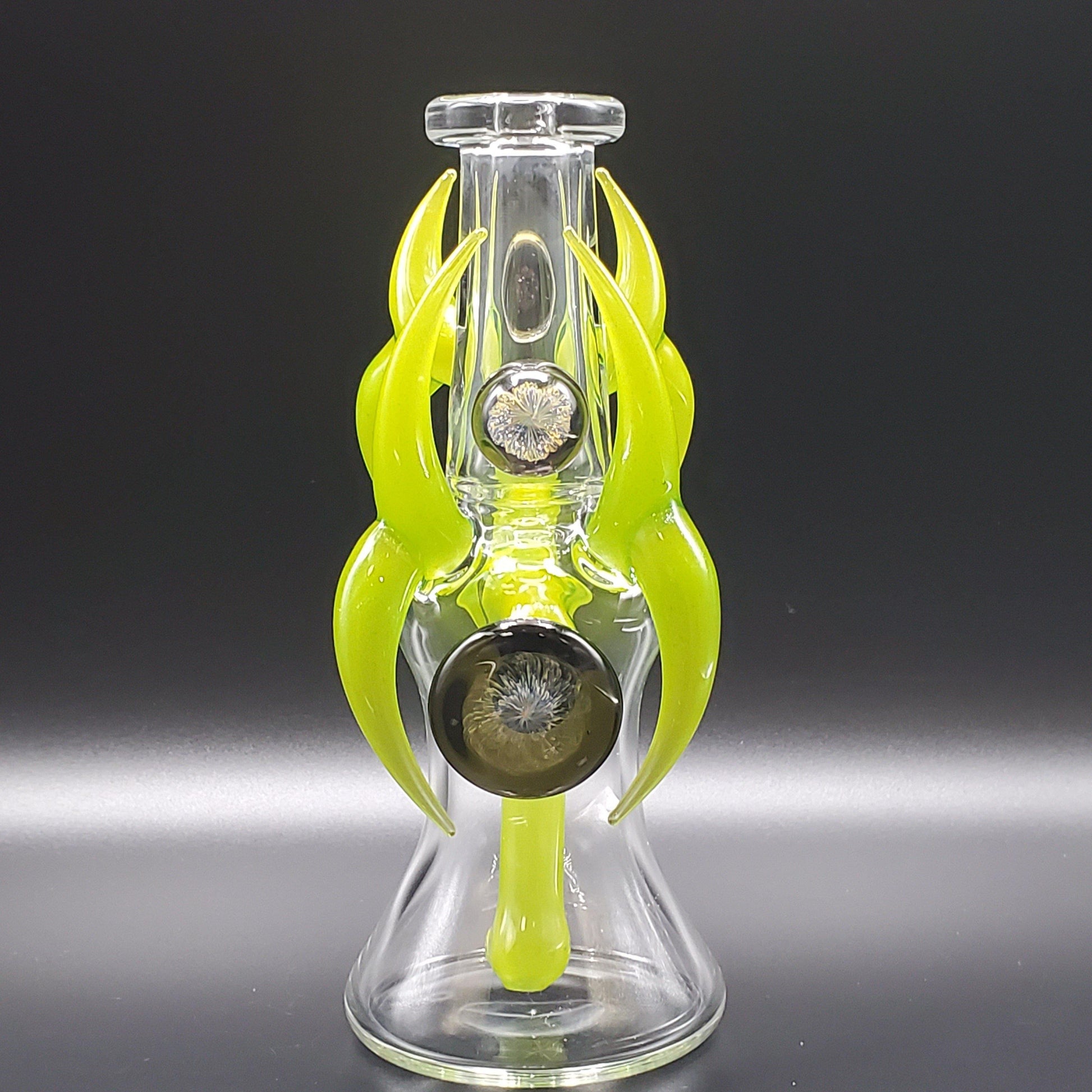 Redbone Glass Viking Rig - Clear and Lime Green Headie Glass Headies Hideout