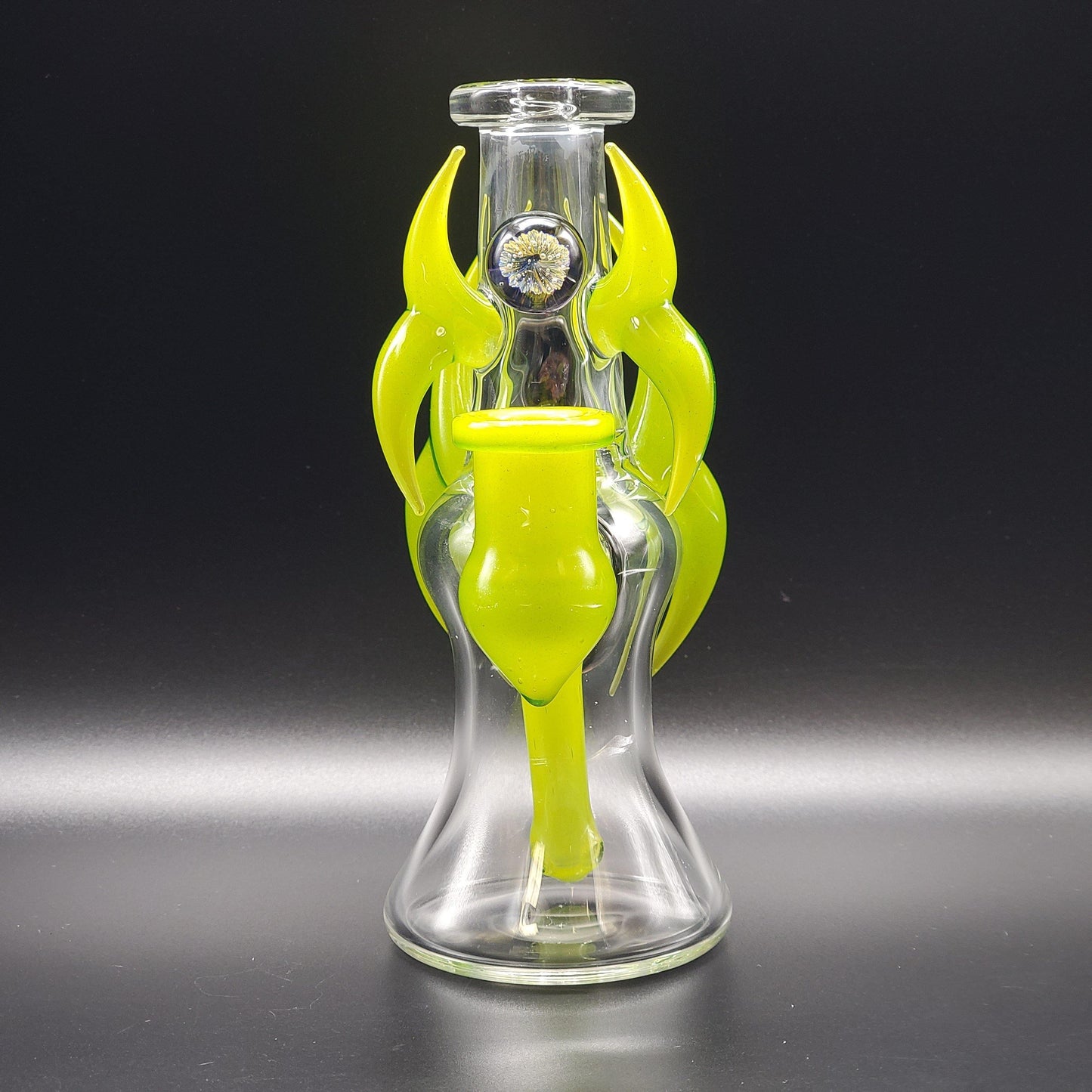Redbone Glass Viking Rig - Clear and Lime Green Headie Glass Headies Hideout