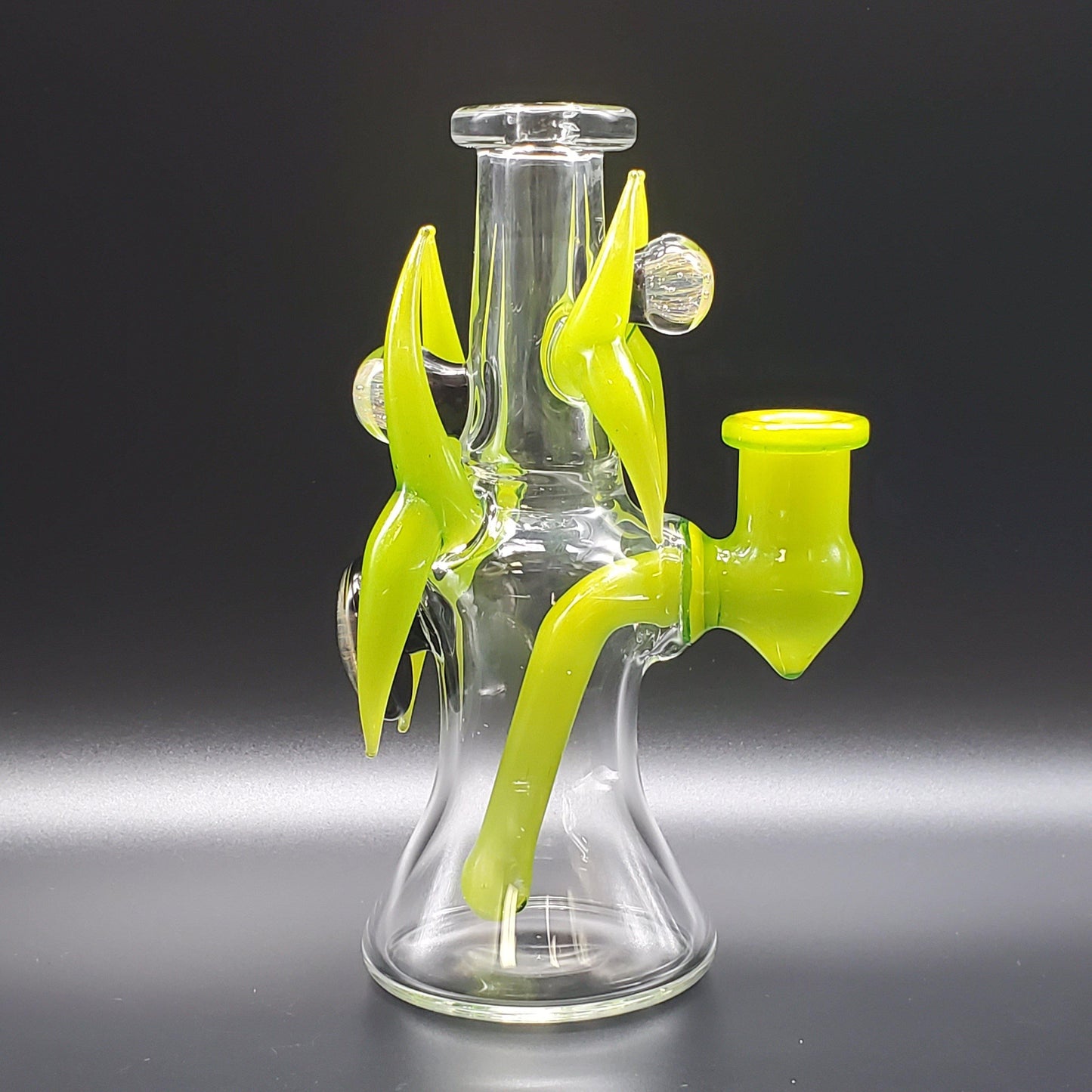 Redbone Glass Viking Rig - Clear and Lime Green Headie Glass Headies Hideout