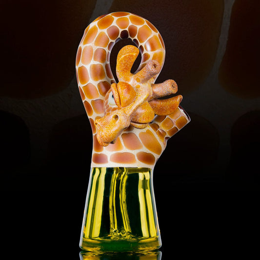 Robertson Glass Mini Bent Neck - Citrine Bottom with Honey Badger Spots Headie Glass Headies Hideout
