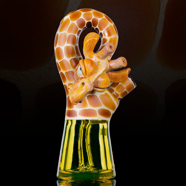 Robertson Glass Mini Bent Neck - Citrine Bottom with Honey Badger Spots Headie Glass Headies Hideout