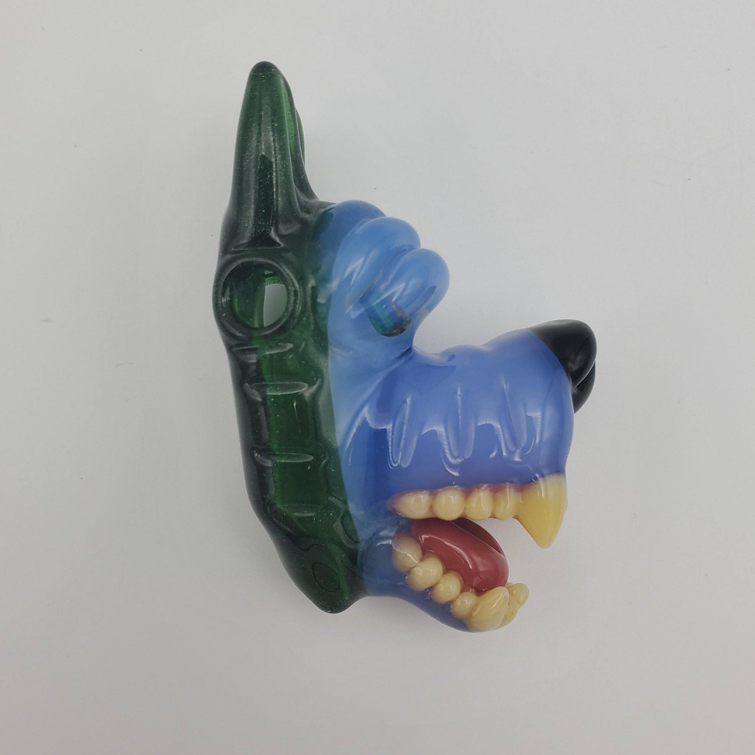 Ryan Kane Open Mouth Wolf Head Pendant - Green Stardust and Ether Penadnt Headies Hideout